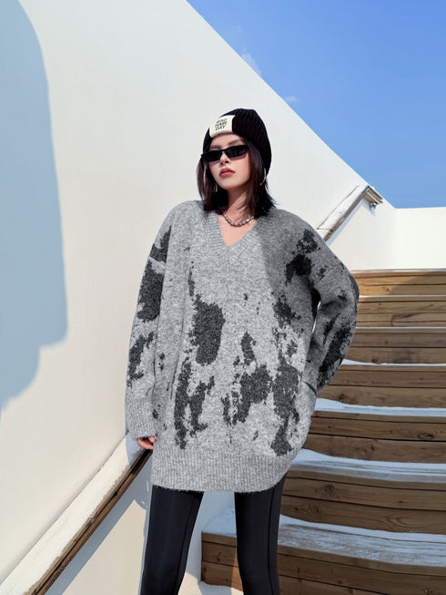 Abstract Dye Oversized Knit Top