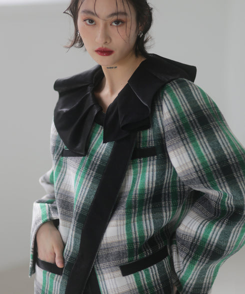 Frill Collar Plaid Jacket