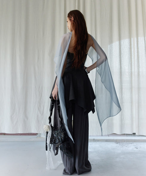 Drape Flow Corset Top & Sheer Scarf