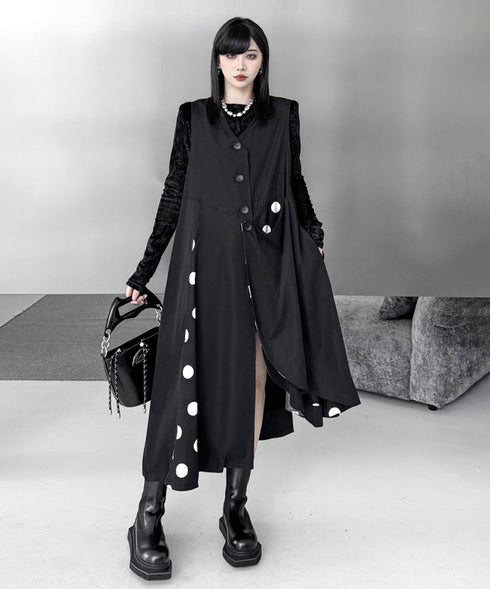 Layered Dot Panel V Neck vest