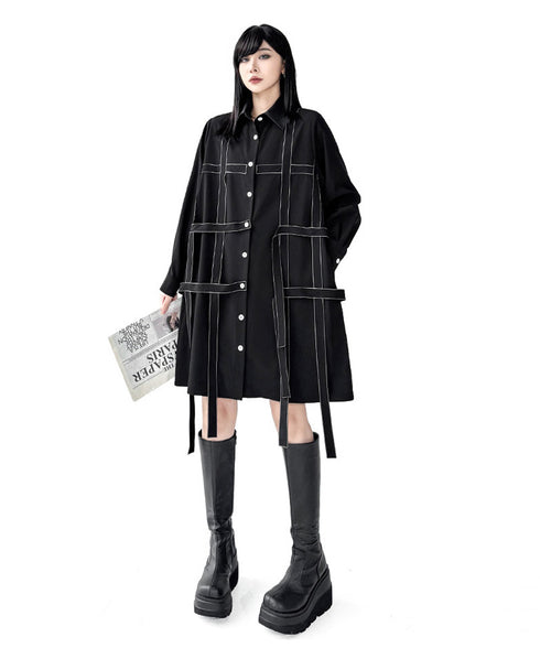 Line Strap Shirt Dress