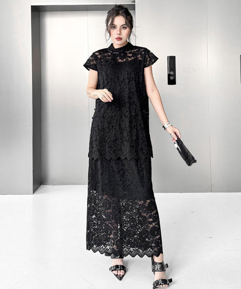 Bloom Collar Top&Skirt Co-ord