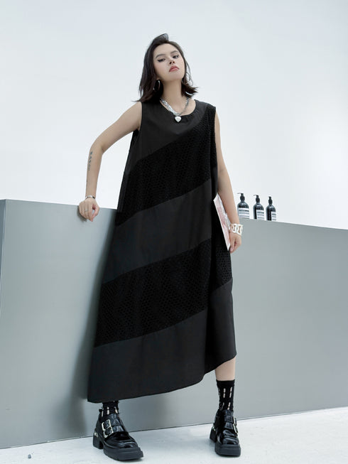 Diagonal Mesh Panel Dress