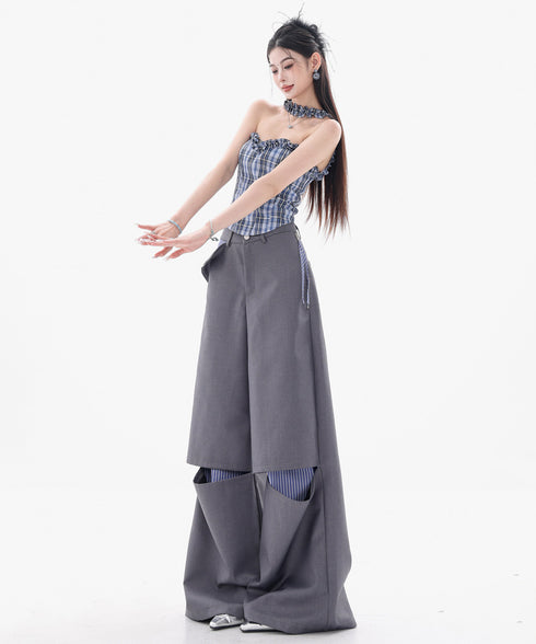 Frayed Contrast Knit Top