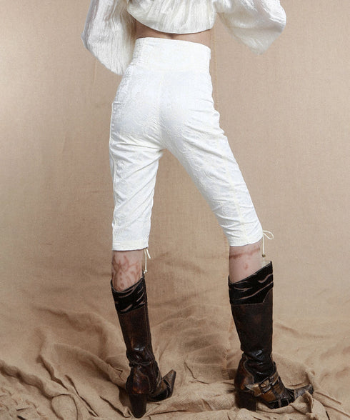 Ornate Lace-Up Cropped Pants