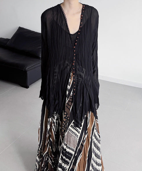 Ethnic Stripe Flow Maxi Skirt