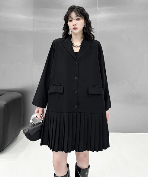 Pleated Hem Tailored Jacket Dress