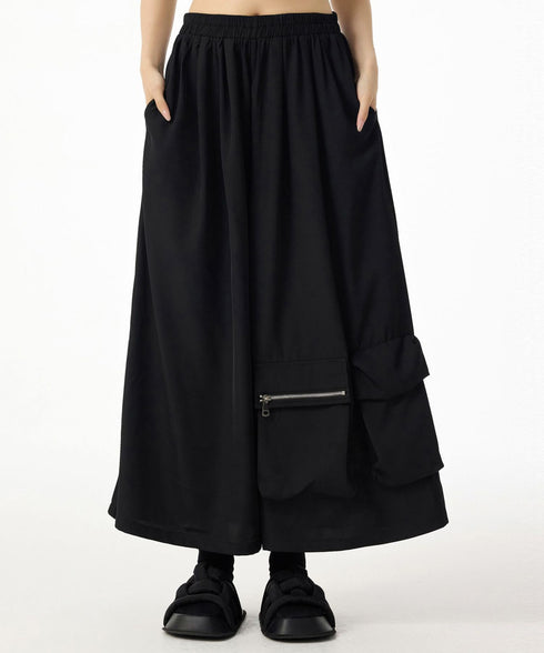 Black Zip Pocket Wide Pants