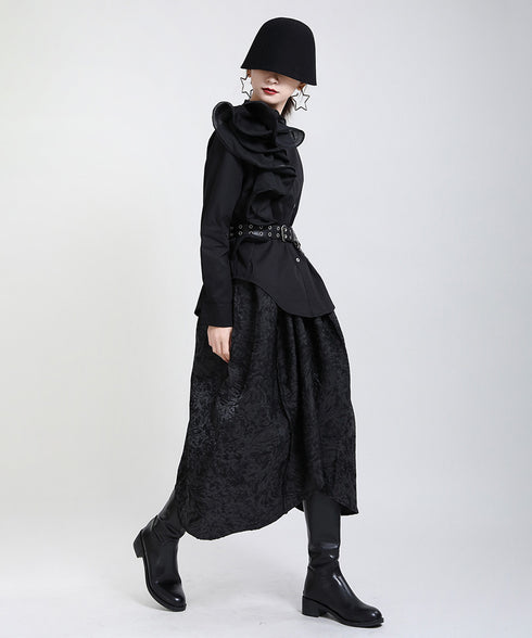 Glossy Dot Bow Blouse