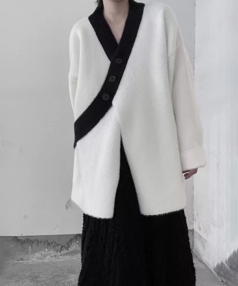 Diagonal Button Knit Top