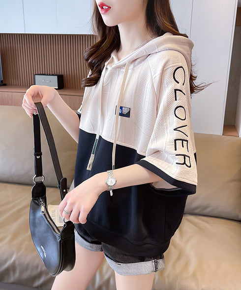Block Tone Hoodie Top