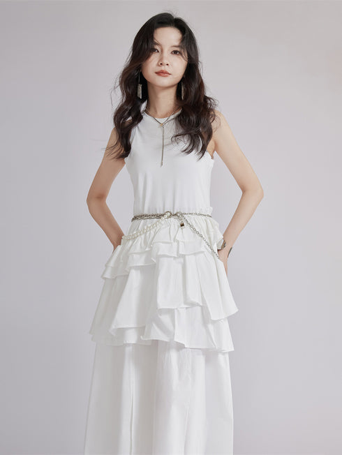 Frill Layered Combination Dress
