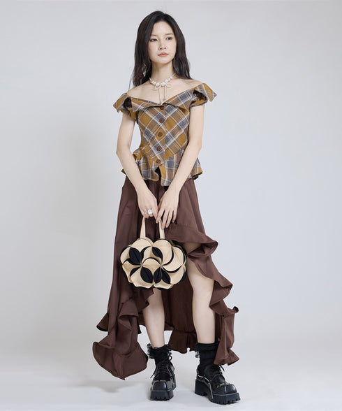 Fold Collar Peplum Top
