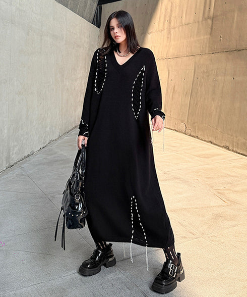 Fringe Stitch Knit Dress