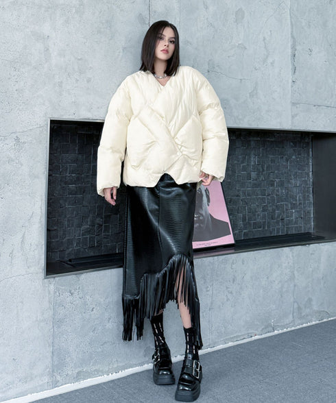 Quilted Wrap Down Jacket