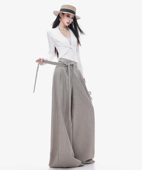 Drape Belt Wide Slacks