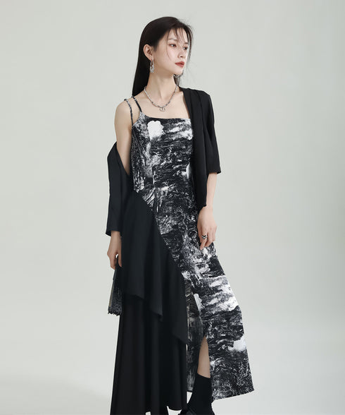 Graphic Slit Camisole Dress