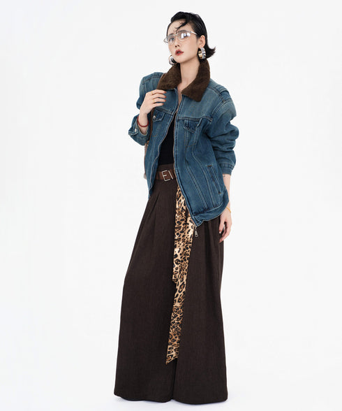 Wool Blend Wide Pleated Pants