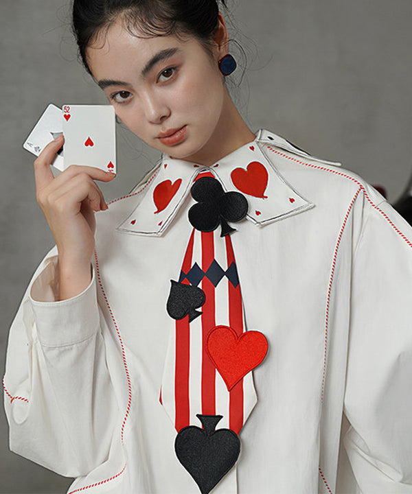 Card Stripe Applique Narrow Tie