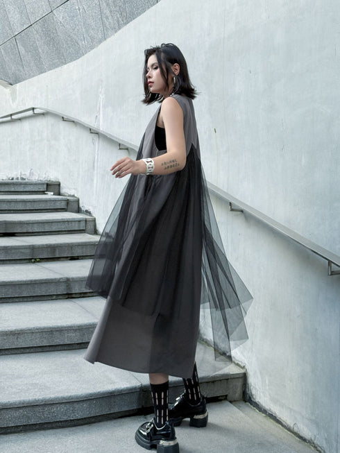 Layered Mesh Flare Dress