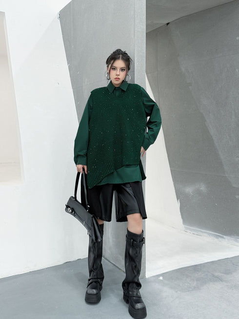 Glitter Knit Vest&Minimal Layered Shirt Series