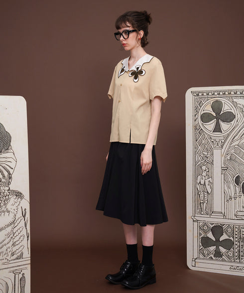 Card Motif Collar Blouse