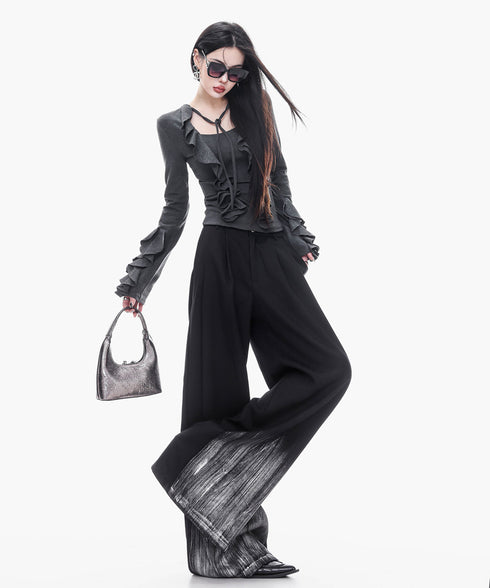 Gradient Hem Wide Slacks