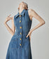 Back Cut Denim Dress