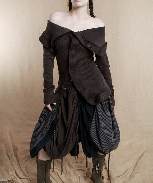 Sculptural Drape Collar Top