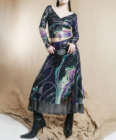 Galaxy Mesh Top&Skirt Co-ord