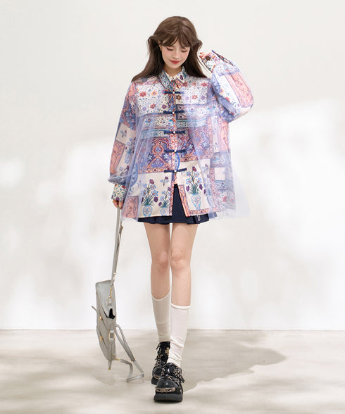 Mosaic Veil Toggle Blouse