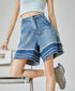 Line Hem Denim Shorts