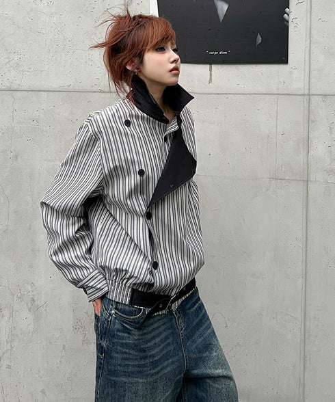 Stripe Panel Layered Jacket
