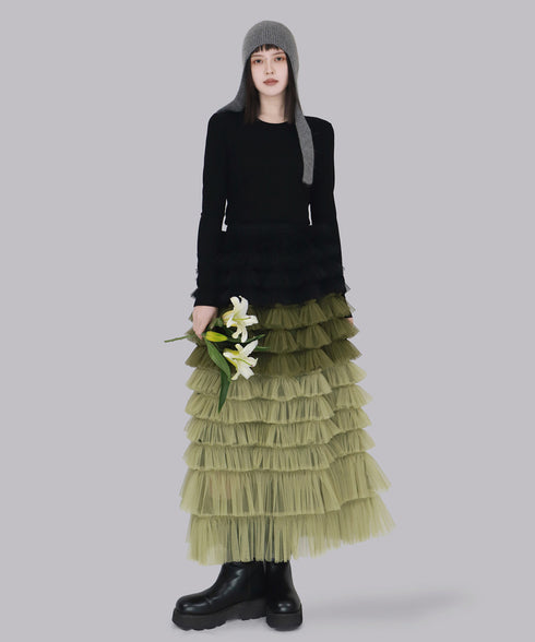 Cascade Frill Long Skirt