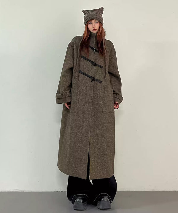 Herringbone Toggle Long Coat