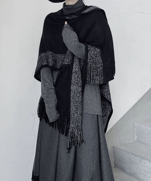 Fringe Edge Knit Cape