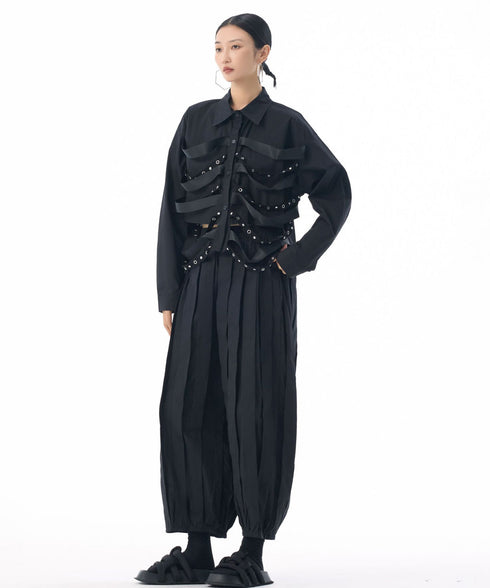 Strap Detail Structured Blouse