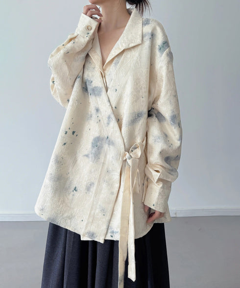 Tie Dye Wrap Jacquard Blouse