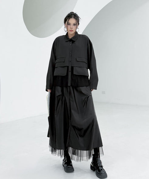 Layered Balloon Mesh Skirt