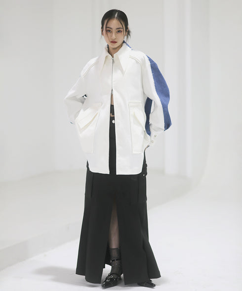 Dual-Tone Contrast Sleeve Jacket