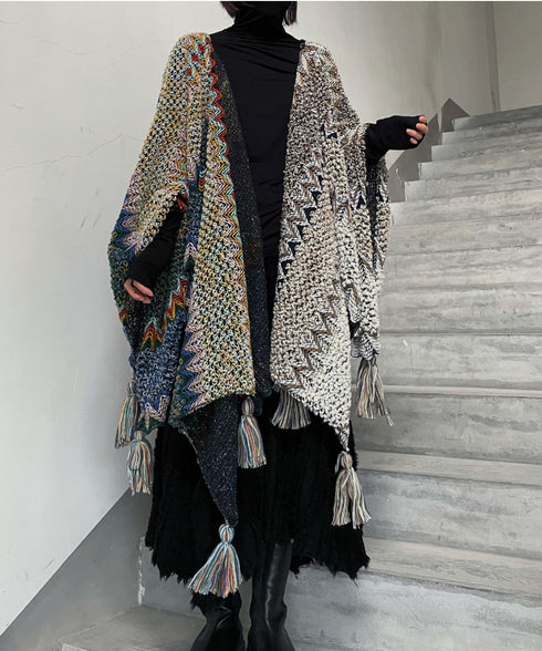 Multi Pattern Knit Cape