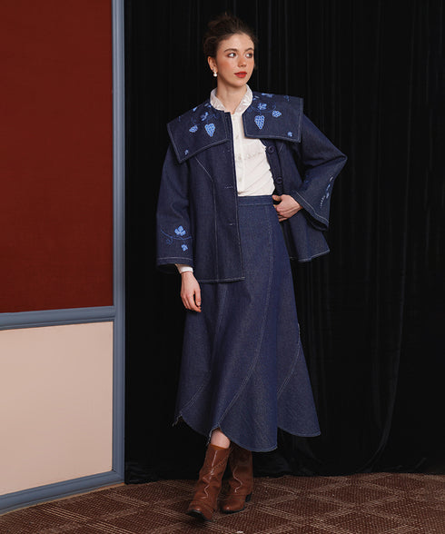 Grape Embroidered Denim Jacket