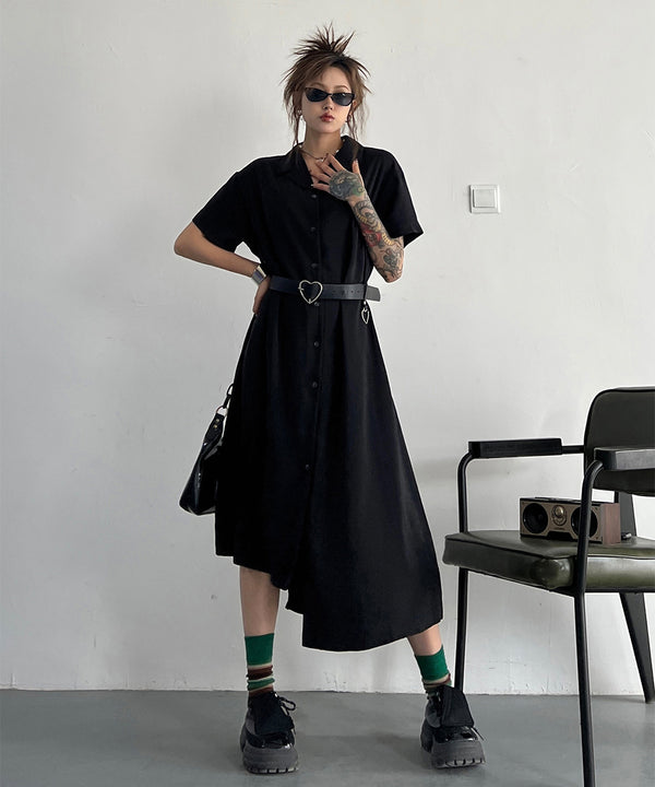 Dark Loose Shirt Dress