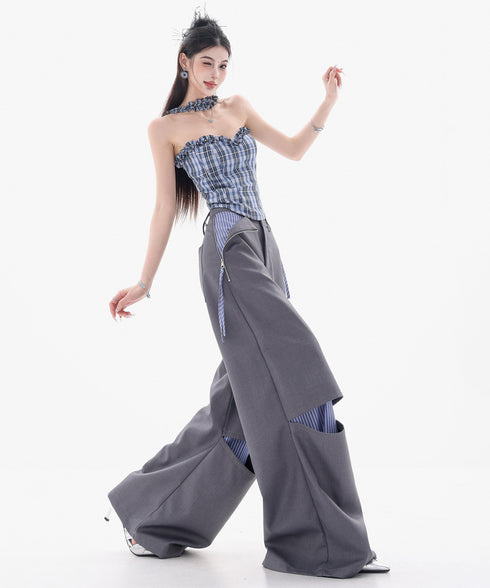 Frayed Contrast Knit Top