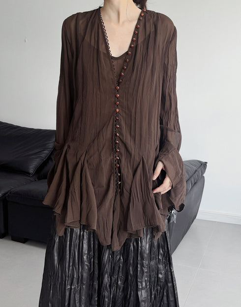 Draped Button Front Top