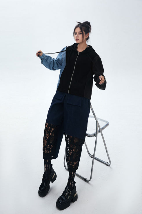 Lace Patchwork Wide Pants