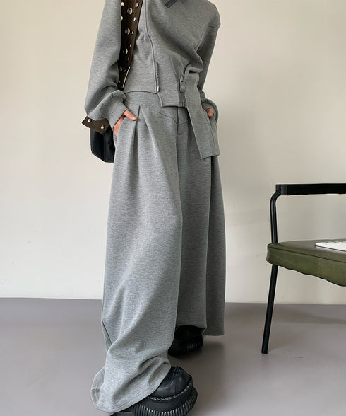 Zip Detail Top & Wide Pleated Pants Series