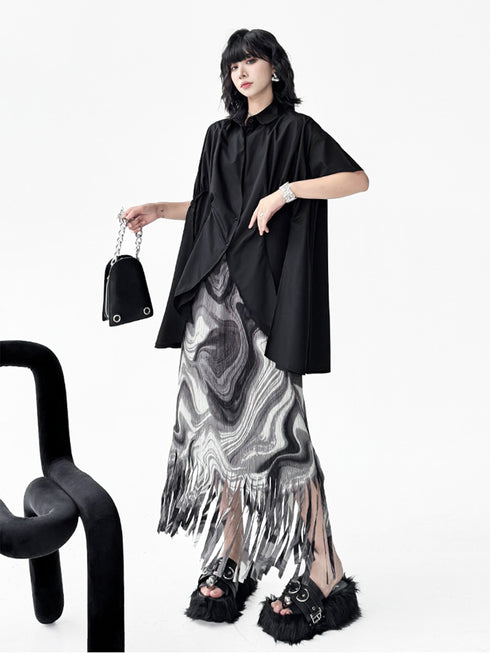 Layer Flare Gathered Blouse