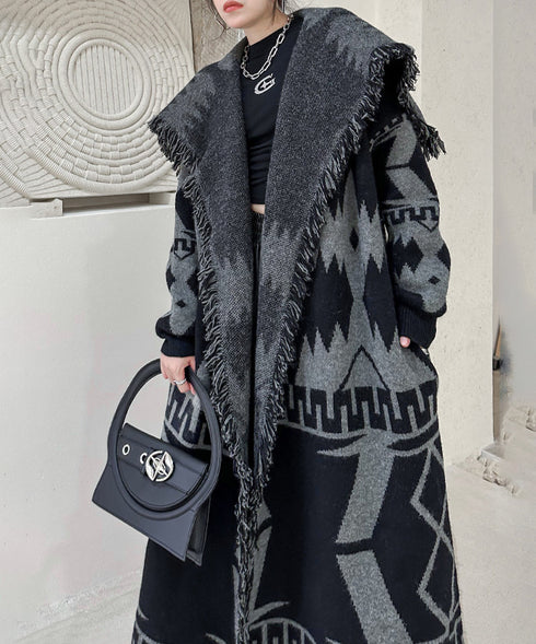 Fringe Pattern Long Coat