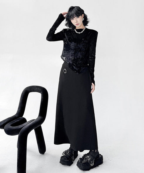 Velvet Edge Structured Long Sleeve Top